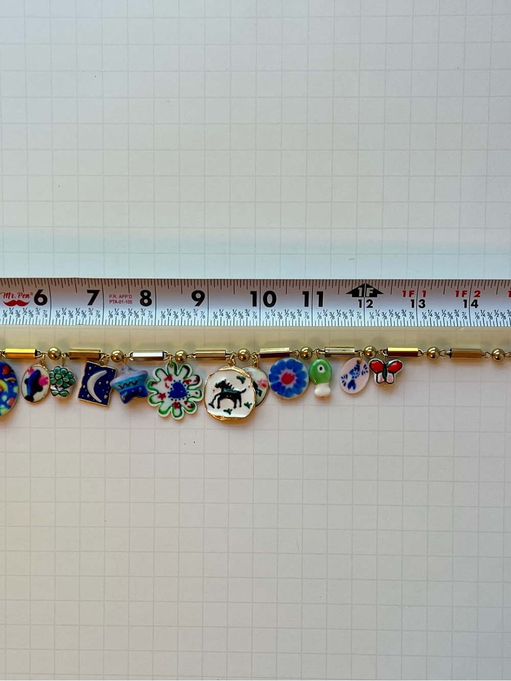 Blue Oversized Enamel Charms Necklace - Picture 4 of 8